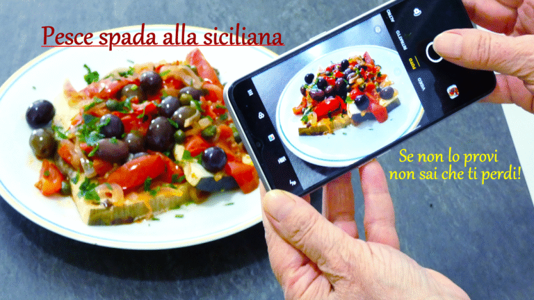 Pesce spada alla siciliana (pomodorini, olive e capperi)